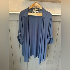 French Laundry Women’s Navy Blue LIghtweight Long Open Cardigan Plus Size 22/24